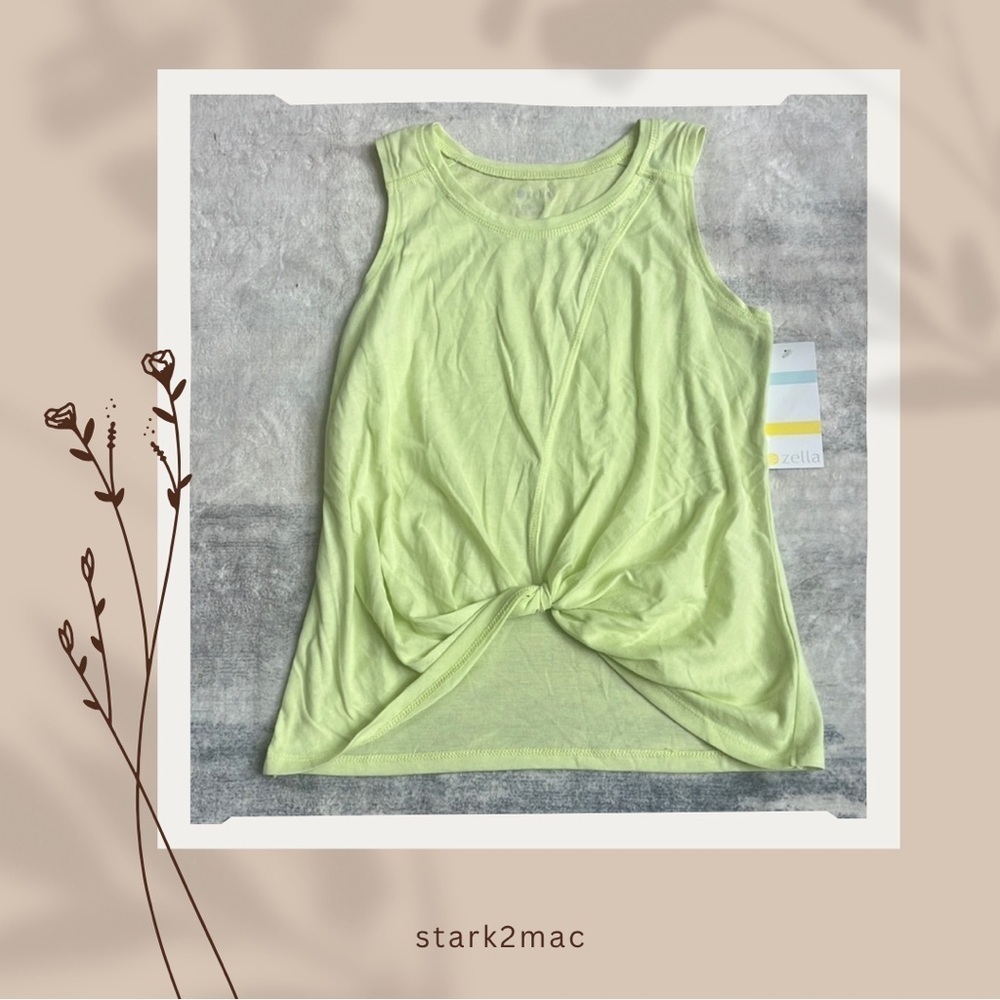 (010)Zella Green Tie Front Tank Top